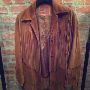 Vintage 70s fringe suede jacket